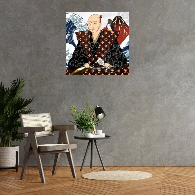 織田信長 葛飾北斎 オマージュ アートポスター アートパネルのリビングルームイメージ