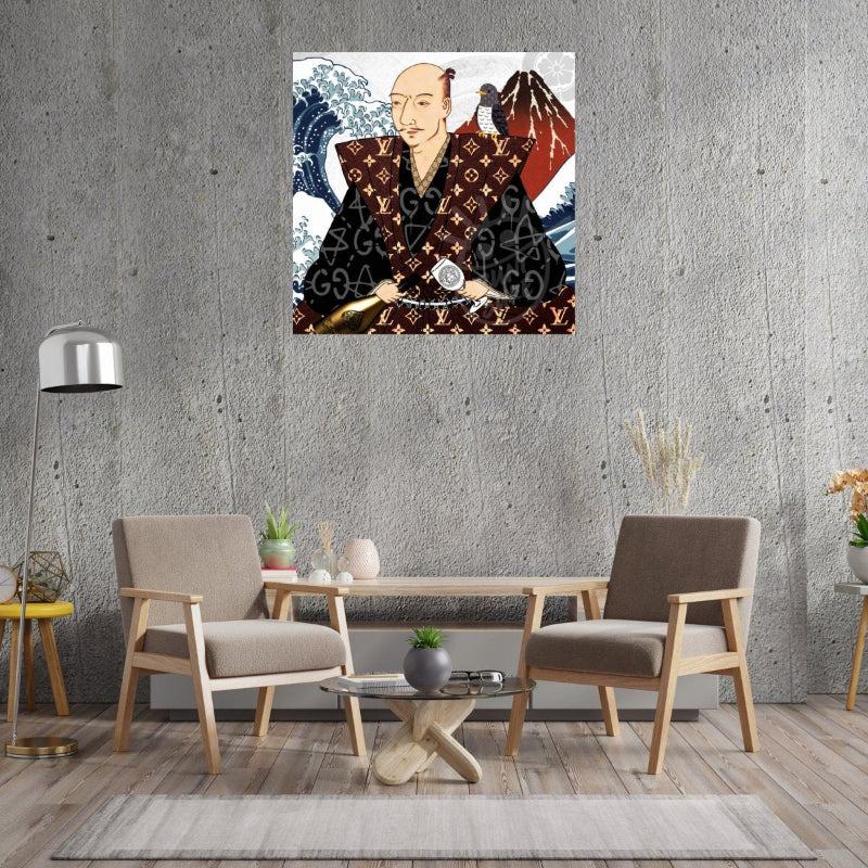 織田信長 葛飾北斎 オマージュ アートポスター アートパネルのリビングルームイメージ